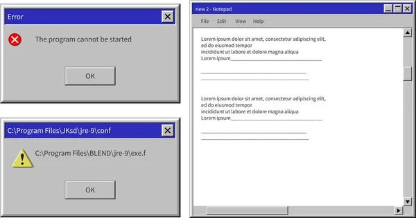 Interfaz de Windows XP con botones e información — Vector de stock
