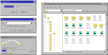 Düğmeler ile Windows xp uygulama arayüzü