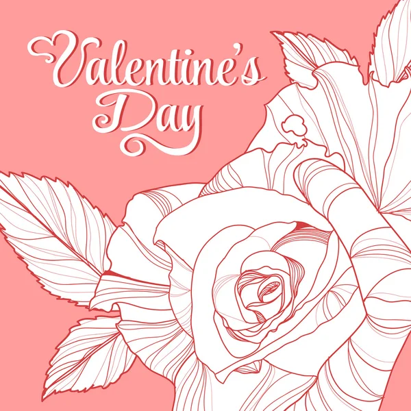 Design di San Valentino con rosa — Vettoriale Stock