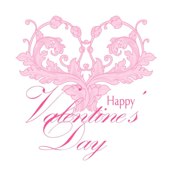 Tarjeta de felicitación de San Valentín con elementos florales — Vector de stock