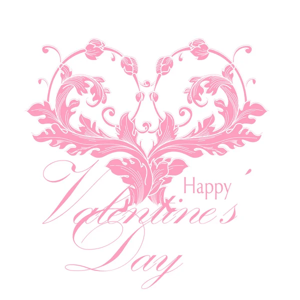 De dag van Valentijnskaarten wenskaart met bloemen elementen — Stockvector