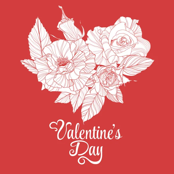 Conception de Saint-Valentin avec rose — Image vectorielle