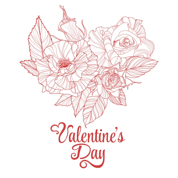 Design di San Valentino con rosa — Vettoriale Stock