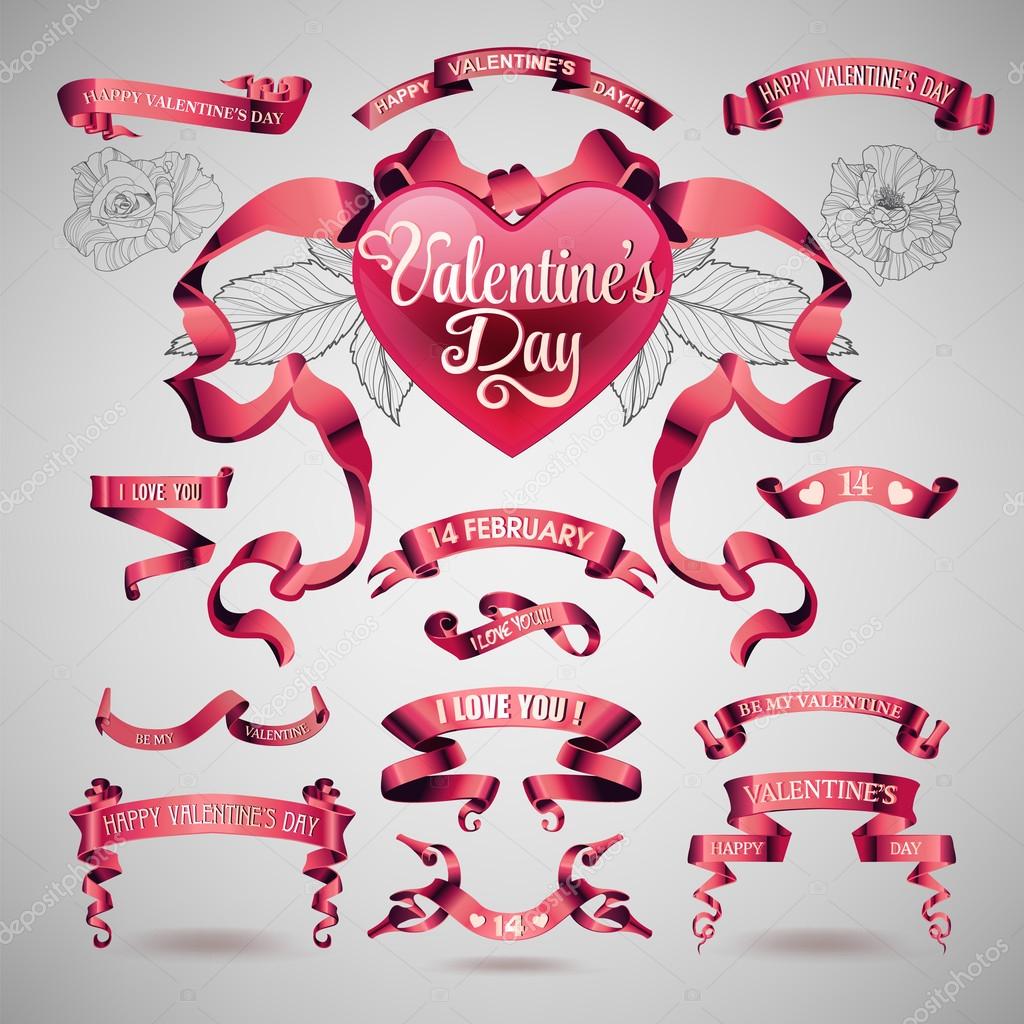 Vector set of valentines day banners