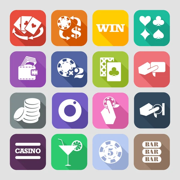 El conjunto de iconos de casino plano . — Vector de stock