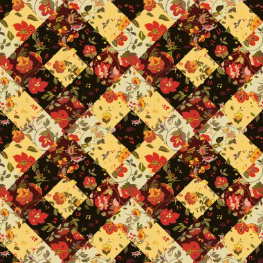 Çiçek desenle yaratıcı sorunsuz patchwork.