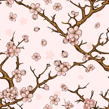 kiraz veya sakura Dikişsiz desen arka plan