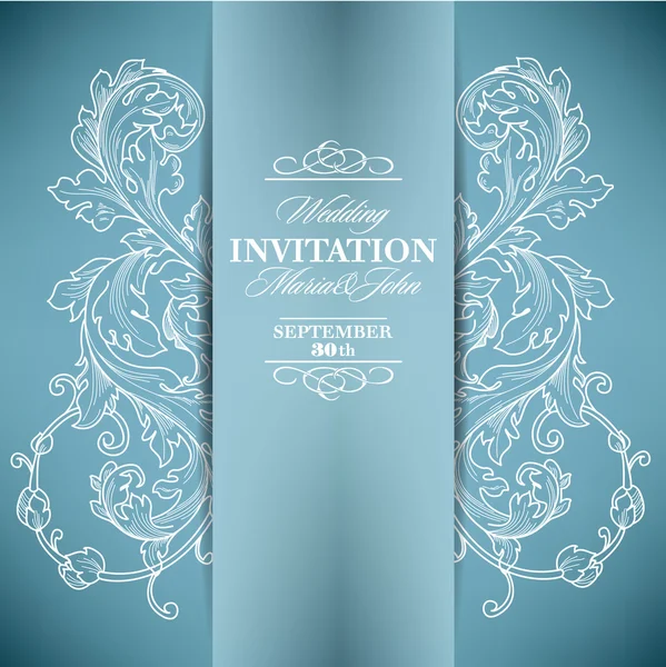 Tarjeta de invitación de boda con elementos florales — Vector de stock