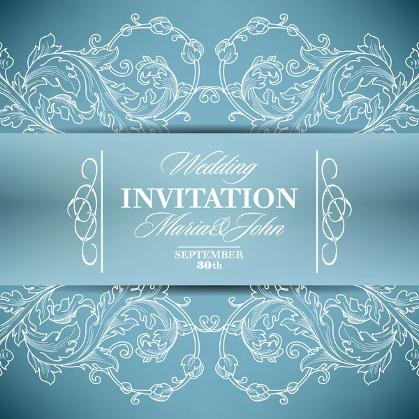 Tarjeta de invitación de boda con elementos florales — Vector de stock