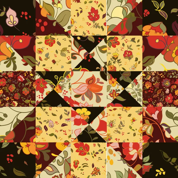 Modèle de patchwork avec des fleurs — Image vectorielle