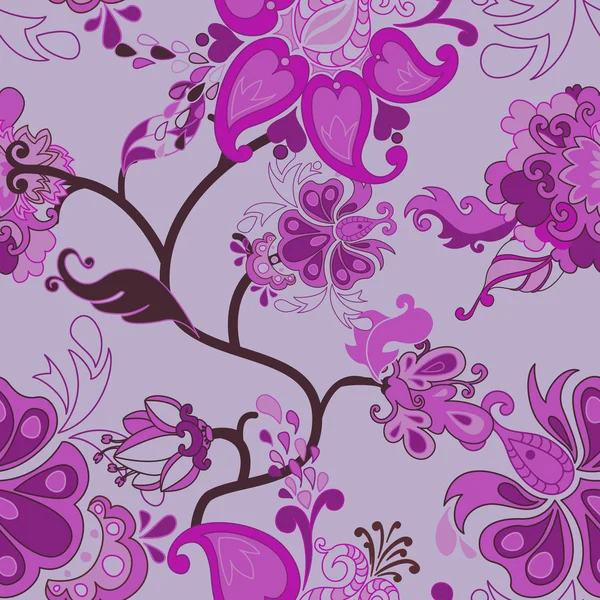 Motif boho floral décoratif sans couture — Image vectorielle