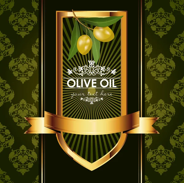 Diseño decorativo dorado con rama de olivo — Vector de stock