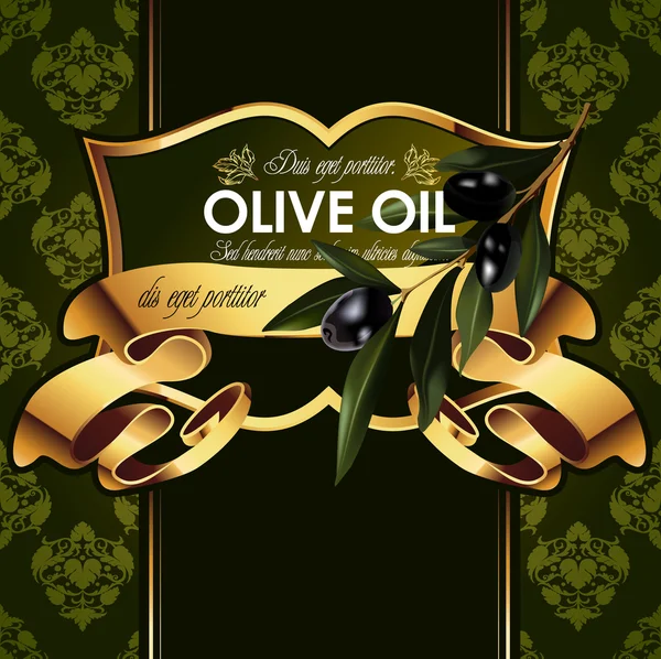 Zlatá dekorativní design s olivovou ratolestí — Stockový vektor