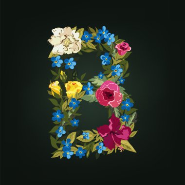 B harfi. Çiçek sermaye alfabesi