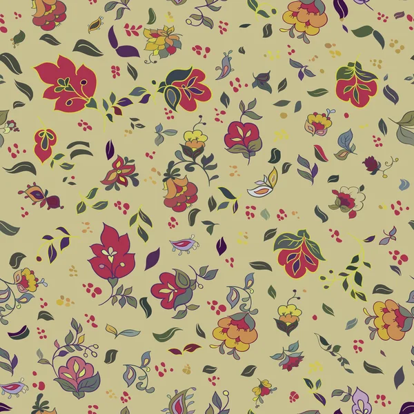 Motif boho floral décoratif sans couture — Image vectorielle