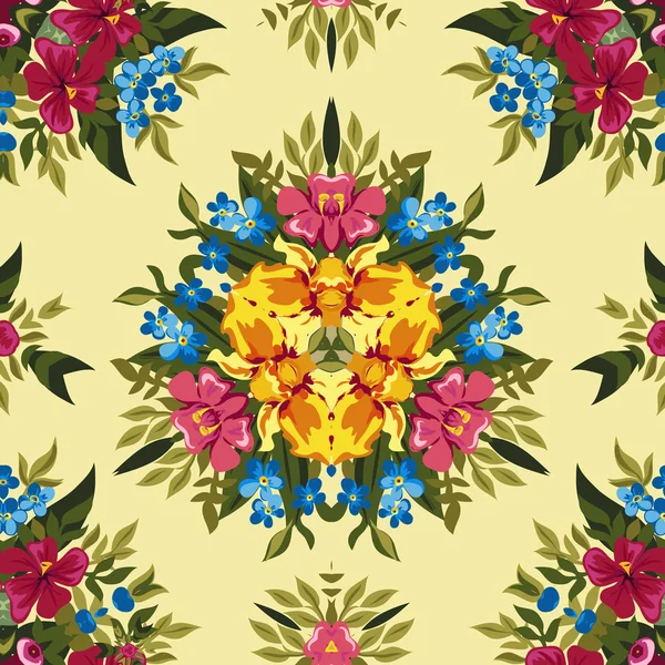 抽象的な自由奔放に生きる花パターン背景 — ストックベクタ
