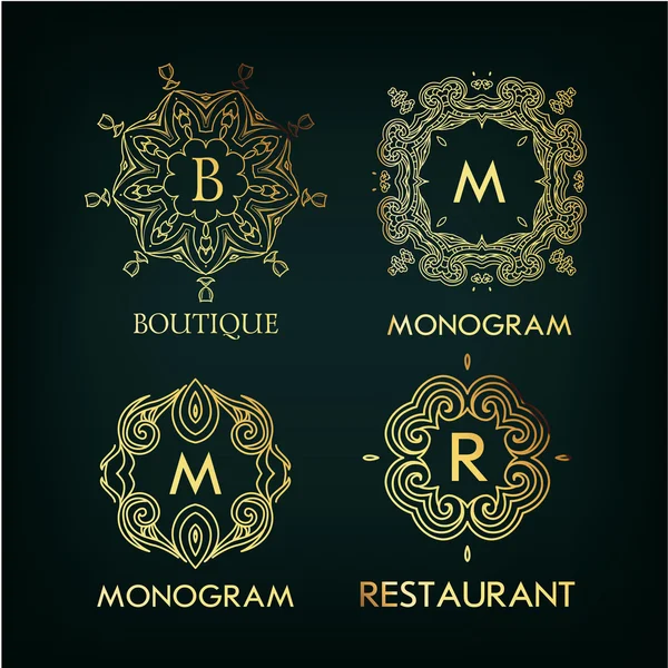 Reihe von luxuriösen Monogramm-Designs — Stockvektor