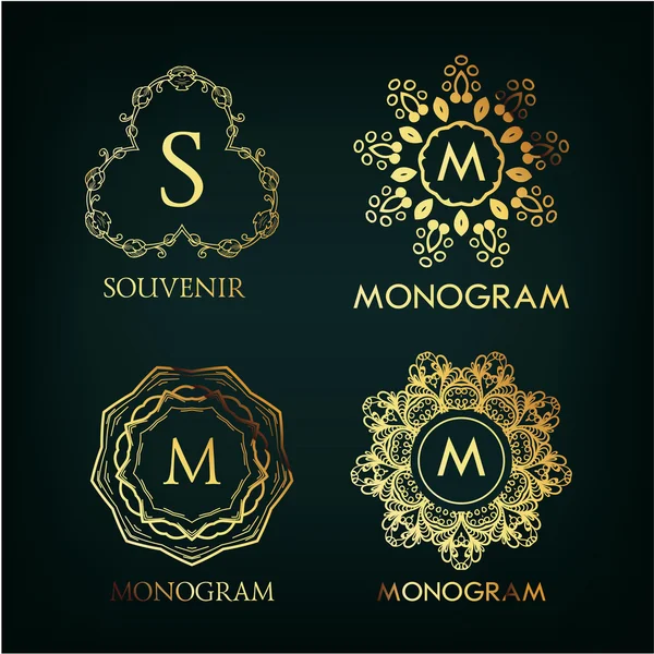 Set di disegni monogramma di lusso — Vettoriale Stock