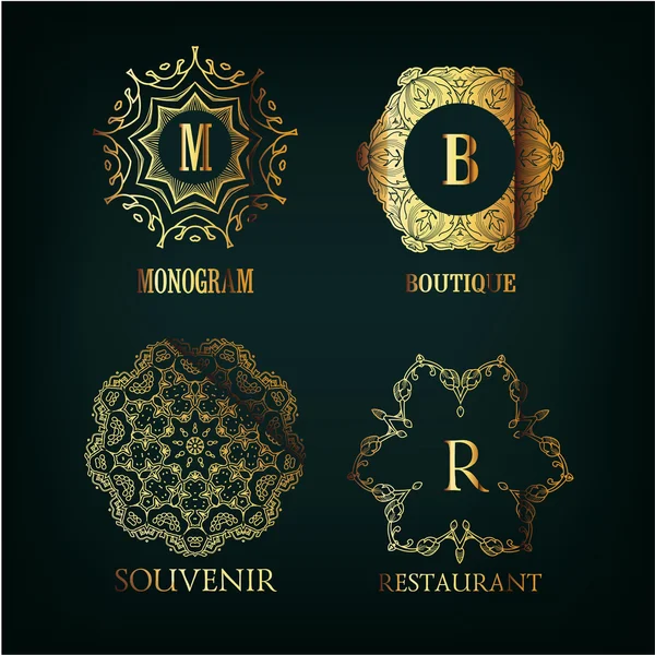 Set of luxury monogram designs — Stock Vector