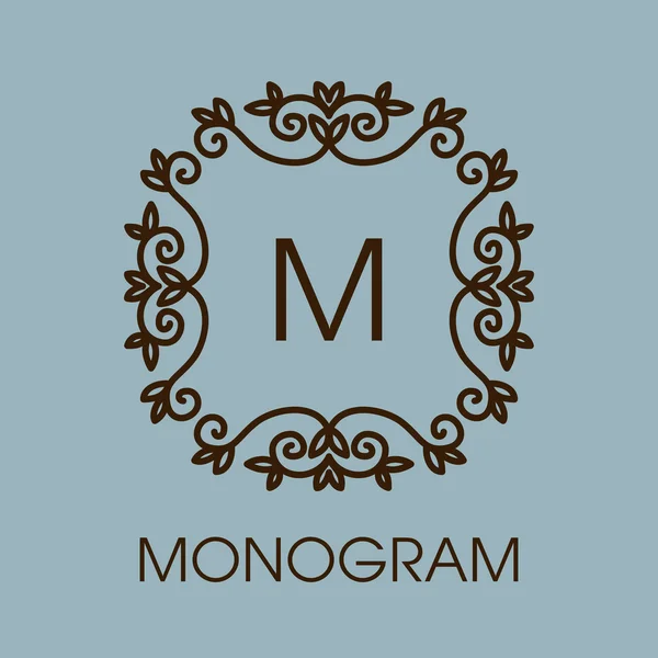 Moldura de contorno floral no projeto do monograma — Vetor de Stock