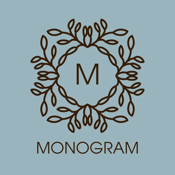 Floraler Umrissrahmen im Monogrammdesign — Stockvektor