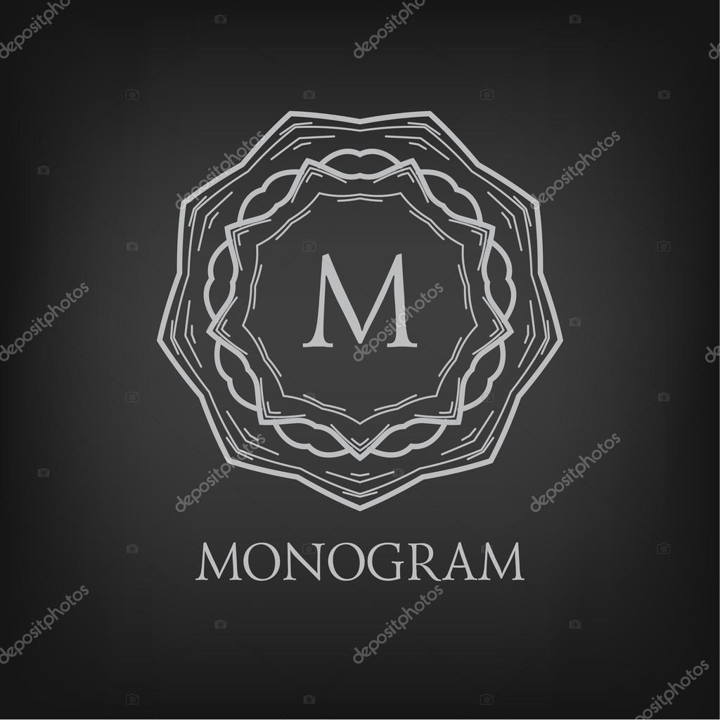 Luxury,simple  and elegant monochrome background, monogram design template with letters on chalkboard background. Vector illustration