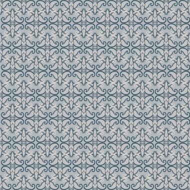 Detailed ornate paisley damask repeat in cool blue tones, seamless vector pattern inspired by traditional textile design. Ideal for home decor and fashion prints.