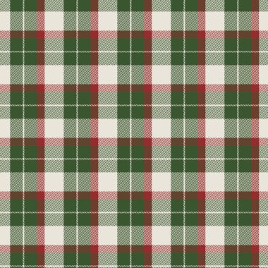 Kırmızı, yeşil ve kremalı kusursuz vektör kontrol şablonu. Beyaz arka planda izole edilmiş, rahat örülmüş. Kış projeleri için ideal.