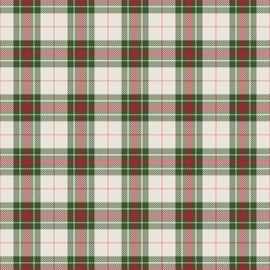 Kusursuz tatil ekose desenli kırmızı ve yeşil ince krema çizgileri, vektör desenli, beyaz arka planda izole edilmiş..