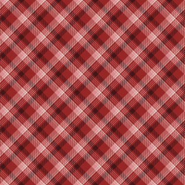 Modern kolej tarzında çapraz kontrol çizgileri olan kusursuz kırmızı ekose desen. Tekstil, ambalaj ve dekor için vektör illüstrasyonu ideal.