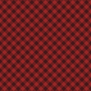 Koyu kırmızı ve siyah tonlarda kusursuz ekose desenli. Tekstil, giysi ve ambalaj tasarımı için uygun vektör çizimi.