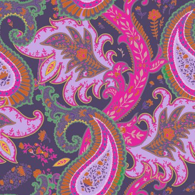 Kalın stilize botanik formları ve anlamlı renk zıtlıkları olan zengin desenli desenli vektör deseni. Giyim tekstil, aksesuarlar, ev dekorasyonu ve dekont yazdırma projeleri için uygundur.