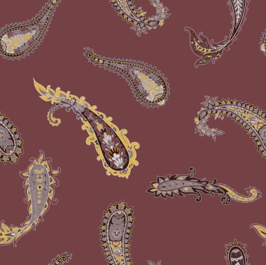 Kusursuz desenli desenli, altın çiçek desenli vektör stili, moda kumaşları, atkılar, elbiseler ve zarif ev dekorları için ideal..