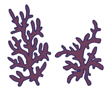 Mercan, organik şekilli dekoratif dallardan esinlenerek şekillendirilmiş el estetiği, beyaz arka planda izole edilmiş, yaratıcı tasarımlar için vektör çizimi ideal..