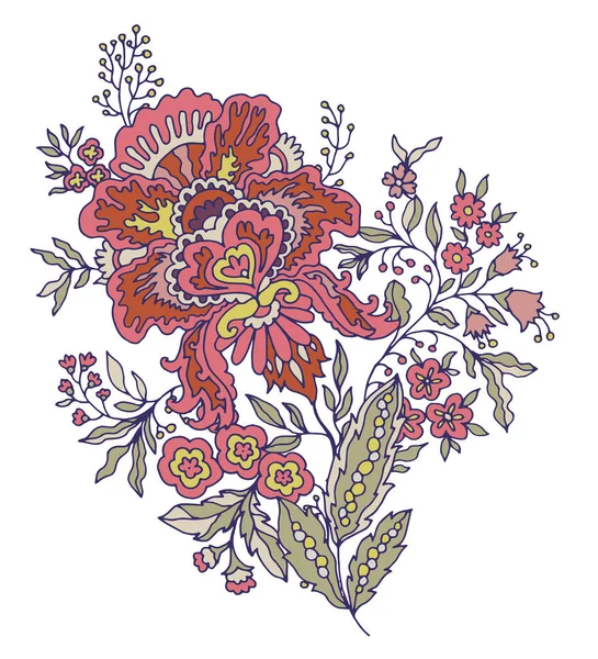 Çiçekleri pembe olan dekoratif romantik çiçek buketi ve ambalaj malzemeleri tekstil kutlaması kartları düğün ve marka kullanımı için mükemmel yapraklar..