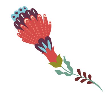 Tekstil, ambalaj, kırtasiye, çıkartma ve ev dekorasyonu aksanları için noktalı detaylara sahip stilize sivri uçlu çiçek..