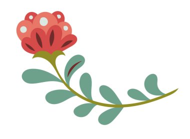 Yapıştırmalar, kırtasiyeler, ambalajlar ve el işi tasarımı için harika kırmızı yuvarlak yaprakları olan basit halk kökü..