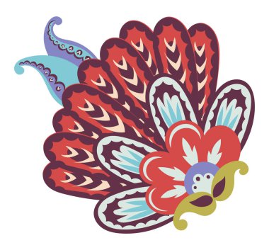 Tavus kuşu tarzı çiçek kompozisyonu şenlikli ambalajlama, damgalama ve kalın tekstil baskıları için mükemmel..