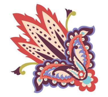 Yerel ilham verici desenler ve ambalaj aksanları için ideal noktalı ve taranmış detaylara sahip dekoratif halk yaprakları..