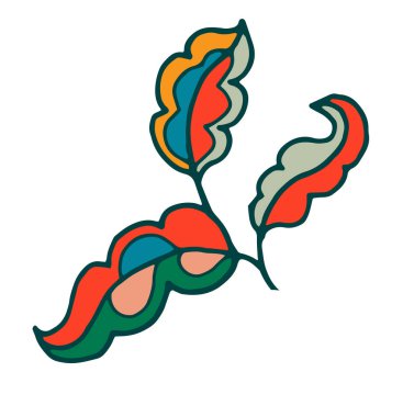 Katmanlı yaprakları olan tek parlak yuvarlak çiçek, logolar, çıkartmalar, ambalaj ve eğlenceli baskı tasarım projeleri için izole edilmiş halk sanatı vektörü.