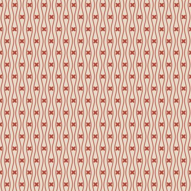 Yumuşak krem üzerinde sıcak paslı küçük çapraz motifleri olan klasik dalgalı çizgiler, duvar kağıdı, döşeme, döşeme ve hediye paketi için ideal..