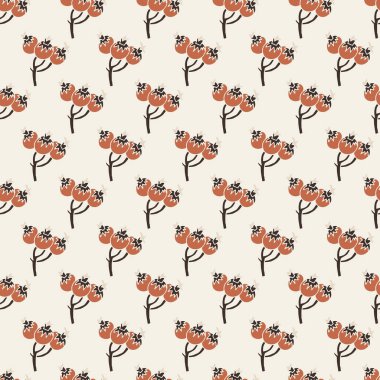 Sıcak pas ve krem rengi kahverengi tonlarda şirin böğürtlen filizleri. Duvar kağıdı, yatak örtüsü, döşeme ve hediye paketi için mükemmel..