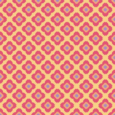 Duvar kağıdı, yatak, döşeme, hediye paketi ve tekstil için pembe sarı ve eflatun renkte kalın geometrik fayanslar..