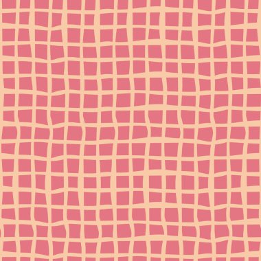 Terracotta 'daki soyut dalgalı ızgara ve modern geometrik duvar kağıdı, bebek odası dekoru ve hediye paketi için yumuşak pembe..