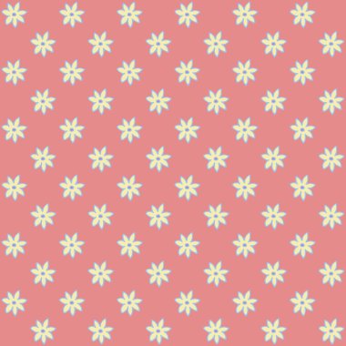 Bebek duvar kâğıdı, yatak örtüsü ve kırtasiye malzemesi için yumuşak pembe arka planda basit sarı çiçekli siluetler..