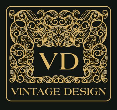 Vintage monogram tasarım koyu arka plan üzerinde