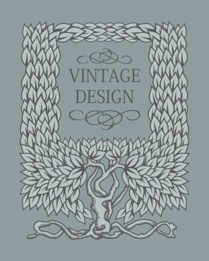 Vintage kopya alanı ile çerçeve çiçek