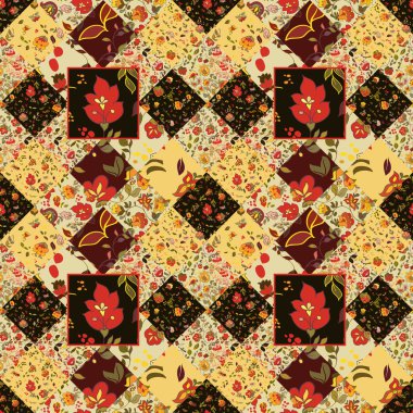 çiçek desenle sorunsuz patchwork