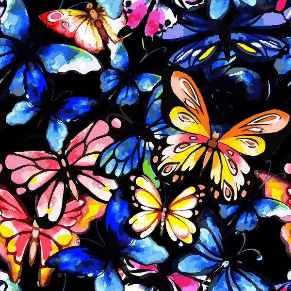Aquarell Schmetterling nahtloses Muster — Stockvektor
