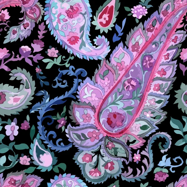 Aquarell Paisley nahtloses Muster — Stockvektor